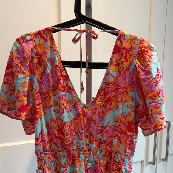 Anthropologie Able the Label Navaeh Pink and Orange Floral Maxi Dress - Picture 7 of 8